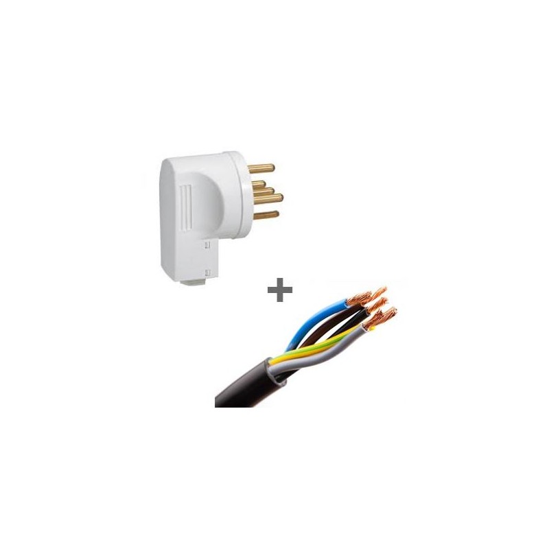 Câble électrique triphasé + Fiche triphasé